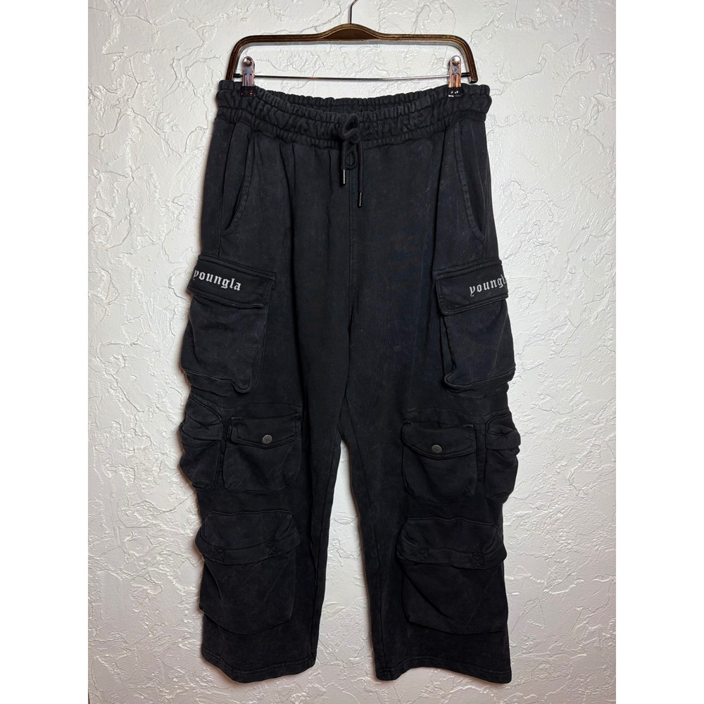YoungLA Mens Hella Pocket Sweats L Charcoal Wash